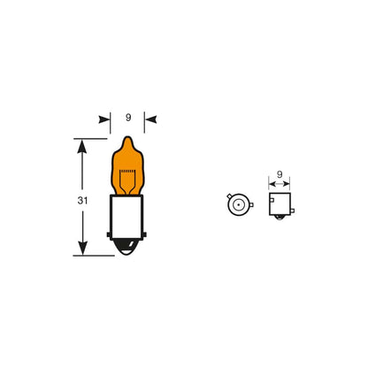RING R926 12V 6W HY6W MCC BAZ9s Miniature Halogen Indicator (Amber)
