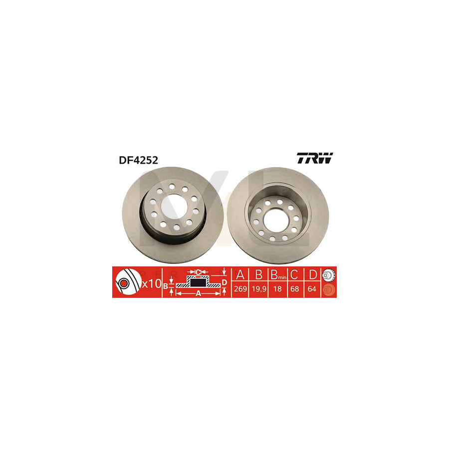 TRW DF4252 Brake Disc Vented  - 1 piece