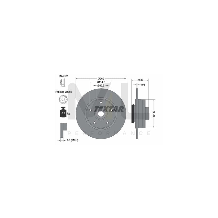 TEXTAR PRO 92291003 Brake Disc for RENAULT MEGANE Solid, Coated, with integrated magnetic sensor ring, with wheel bearing  - 1 piece