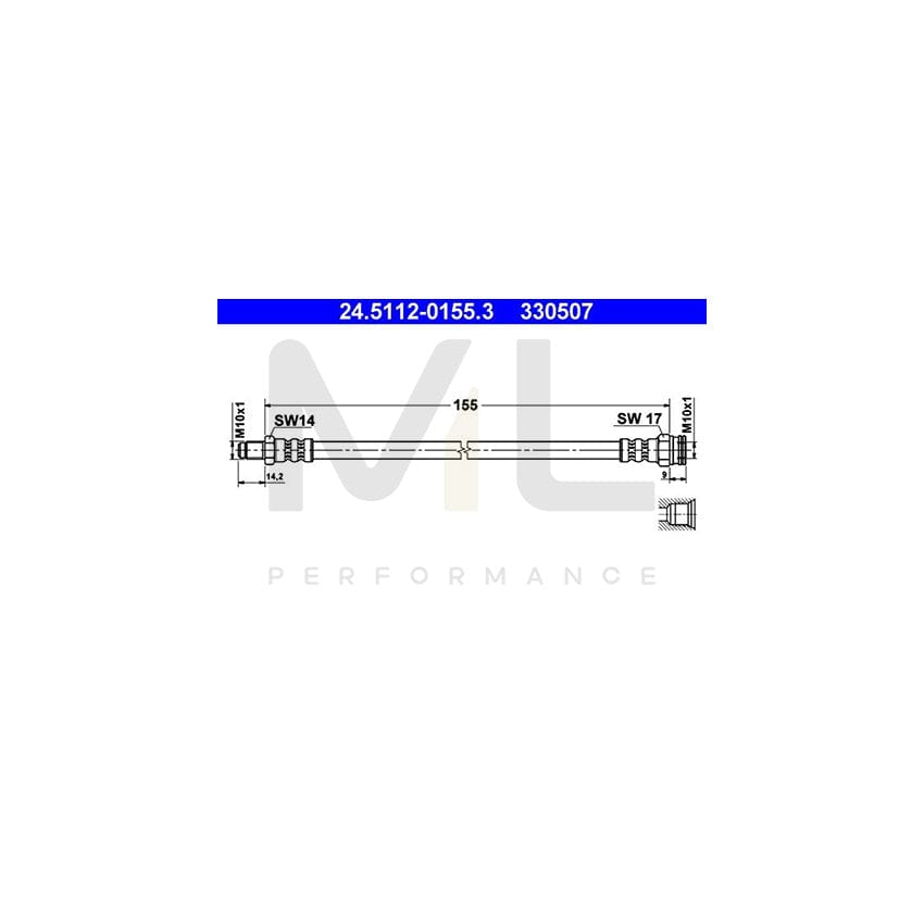ATE 24.5112-0155.3 Brake Hose 155mm, M10x1