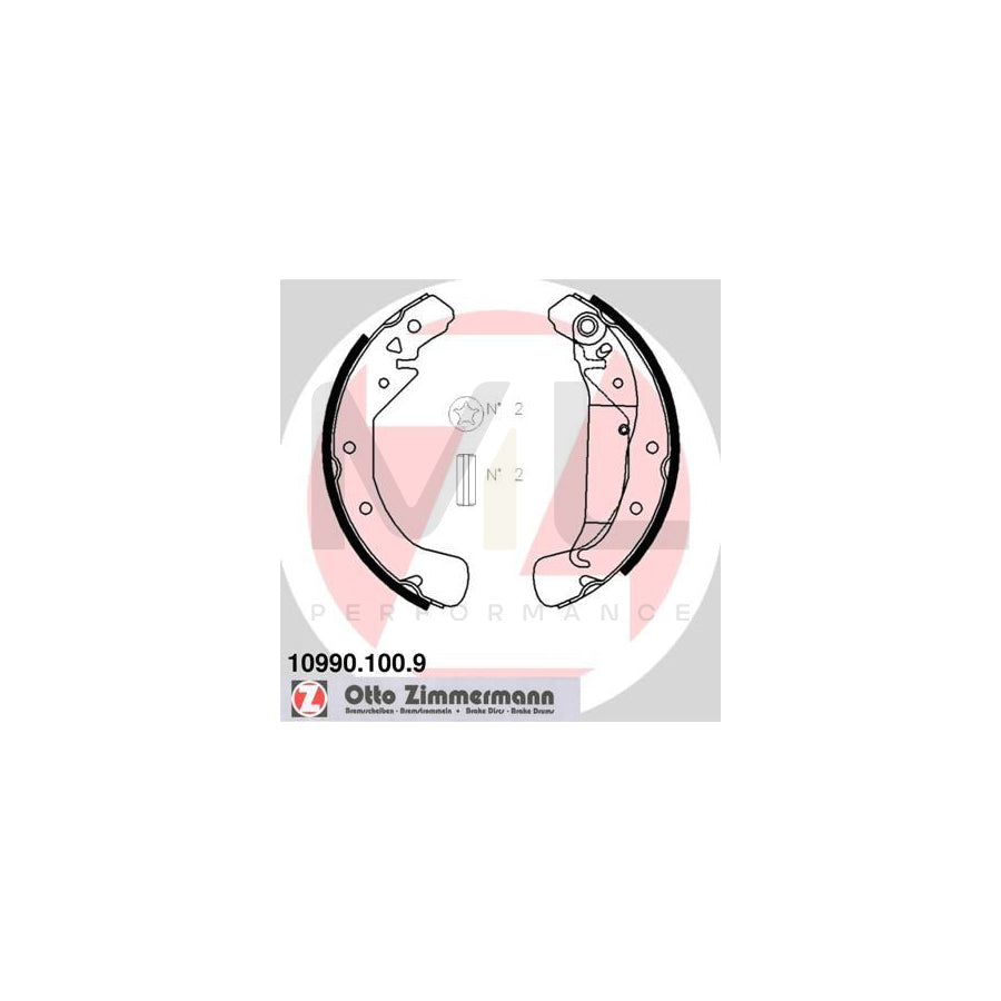 ZIMMERMANN 10990.100.9 Brake Shoe Set Photo corresponds to scope of supply, with lever