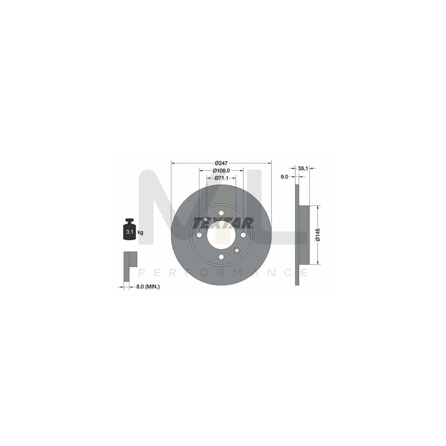 TEXTAR 92111700 Brake Disc Solid, without wheel hub, without wheel studs  - 1 piece