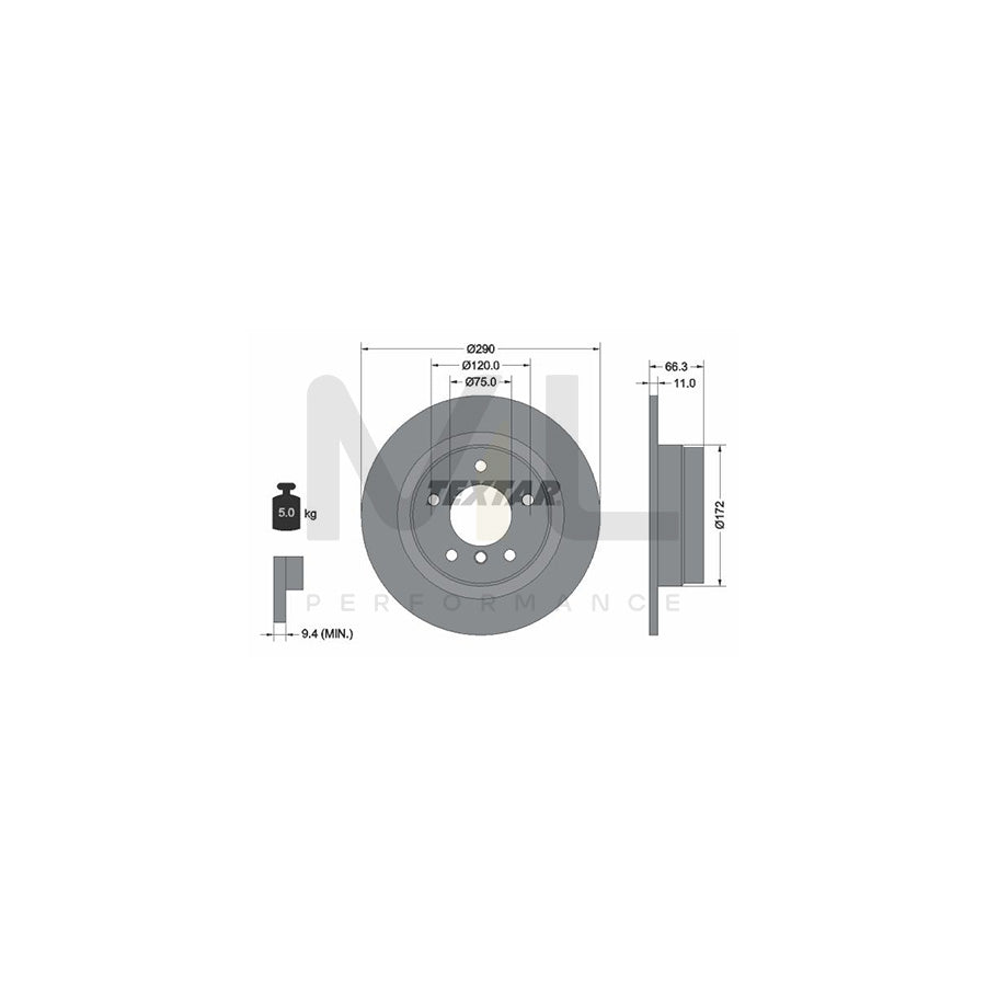 TEXTAR PRO 92261003 Brake Disc Solid, Coated, without wheel hub, without wheel studs  - 1 piece