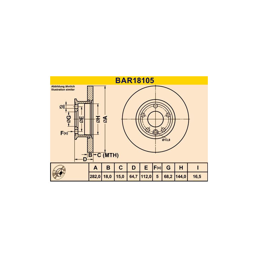 Barum Bar18105 Brake Disc for VW Transporter