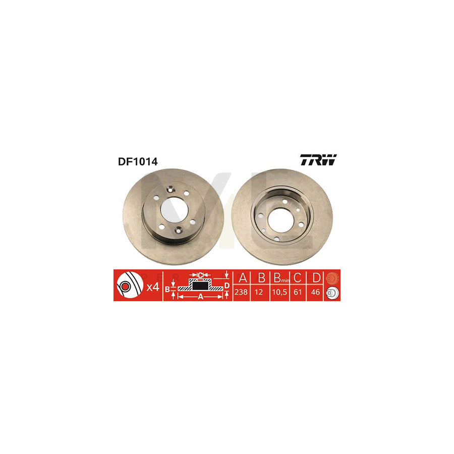 TRW DF1014 Brake Disc Solid  - 1 piece