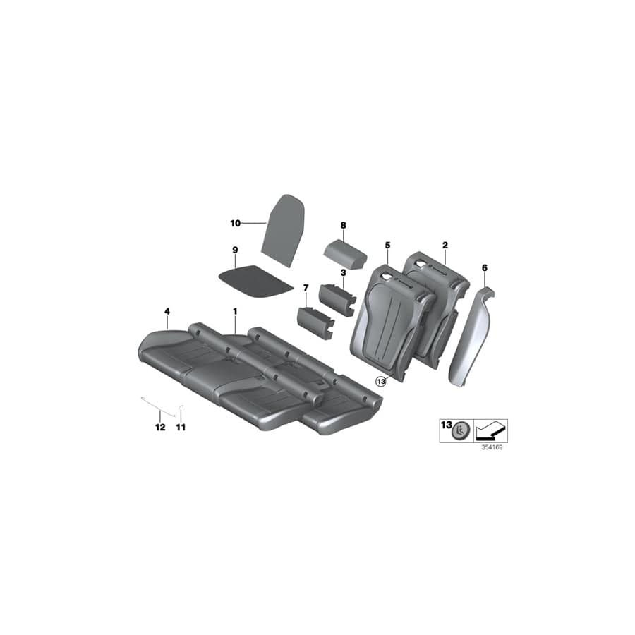 Genuine BMW 52208061979 Cover, Backrest, Perforated Leather, Lft SCHWARZ (Inc. X6 M)