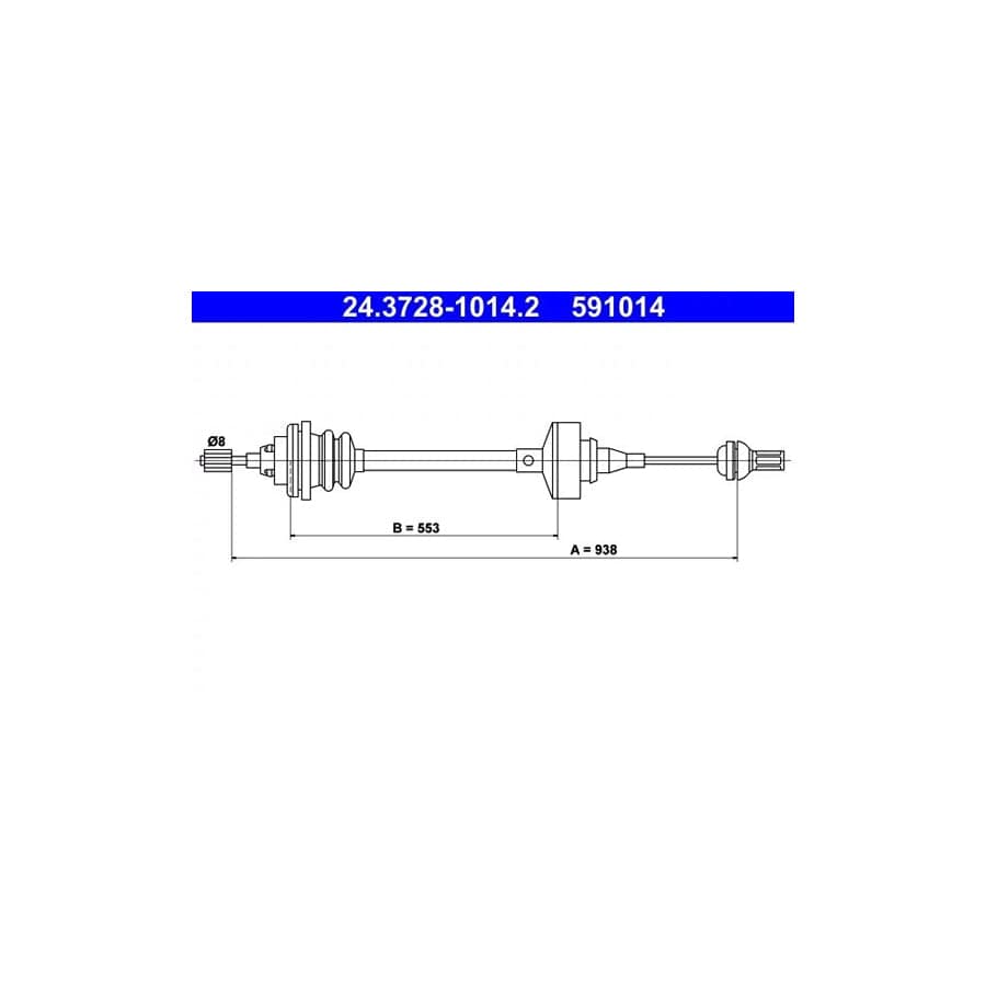 ATE 24.3728-1014.2 Clutch Cable for Renault Twingo