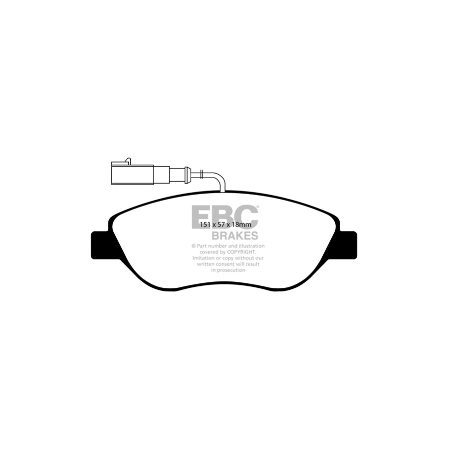 EBC PD08KF023 Alfa Romeo Fiat Lancia Yellowstuff Front Brake Pad & USR Disc Kit - Bosch Caliper 2 | ML Performance UK Car Parts