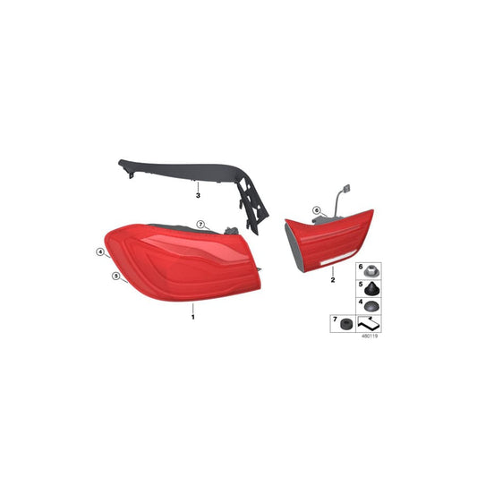Genuine BMW 63219491585 F36 F33 F83 Rear Light In Trunk Lid, Left BLACK LINE US (Inc. M4, 430i & 440i)