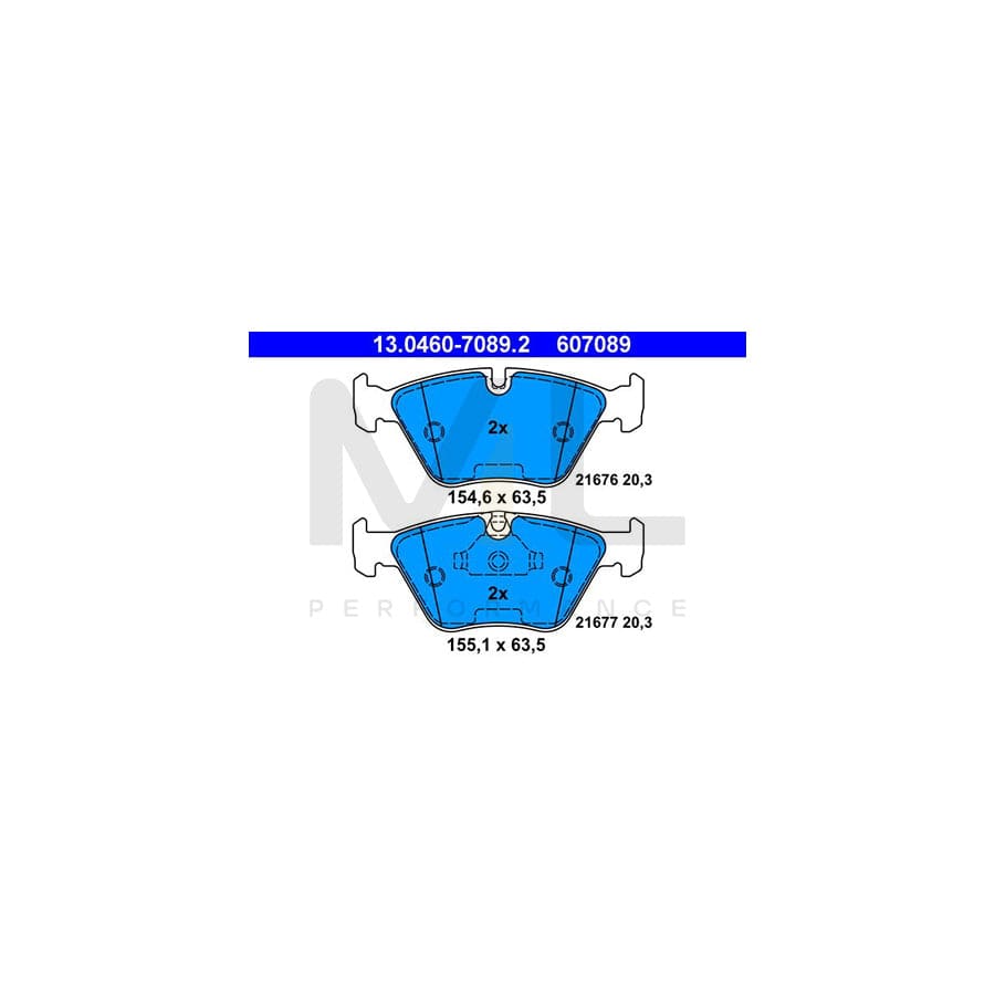 ATE 13.0460-7089.2 Brake pad set for BMW 5 Series excl. wear warning contact, prepared for wear indicator