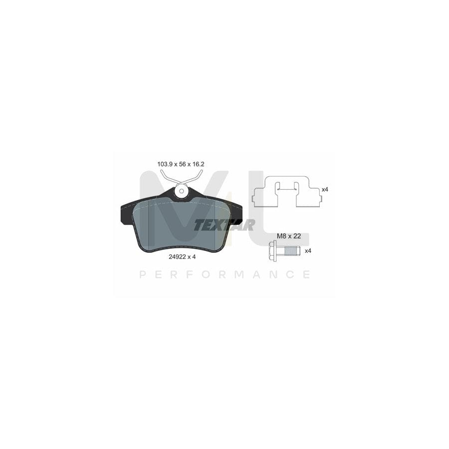 TEXTAR 2492204 Brake pad set not prepared for wear indicator, with brake caliper screws, with accessories