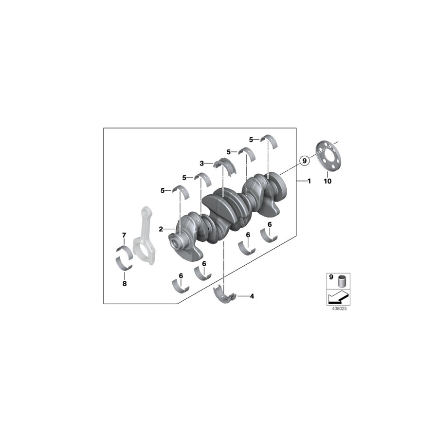 Genuine BMW 11217631708 E84 F25 F10 Crankshaft Without Bearing Shells (Inc. X3 18i, X1 16i & 520i)