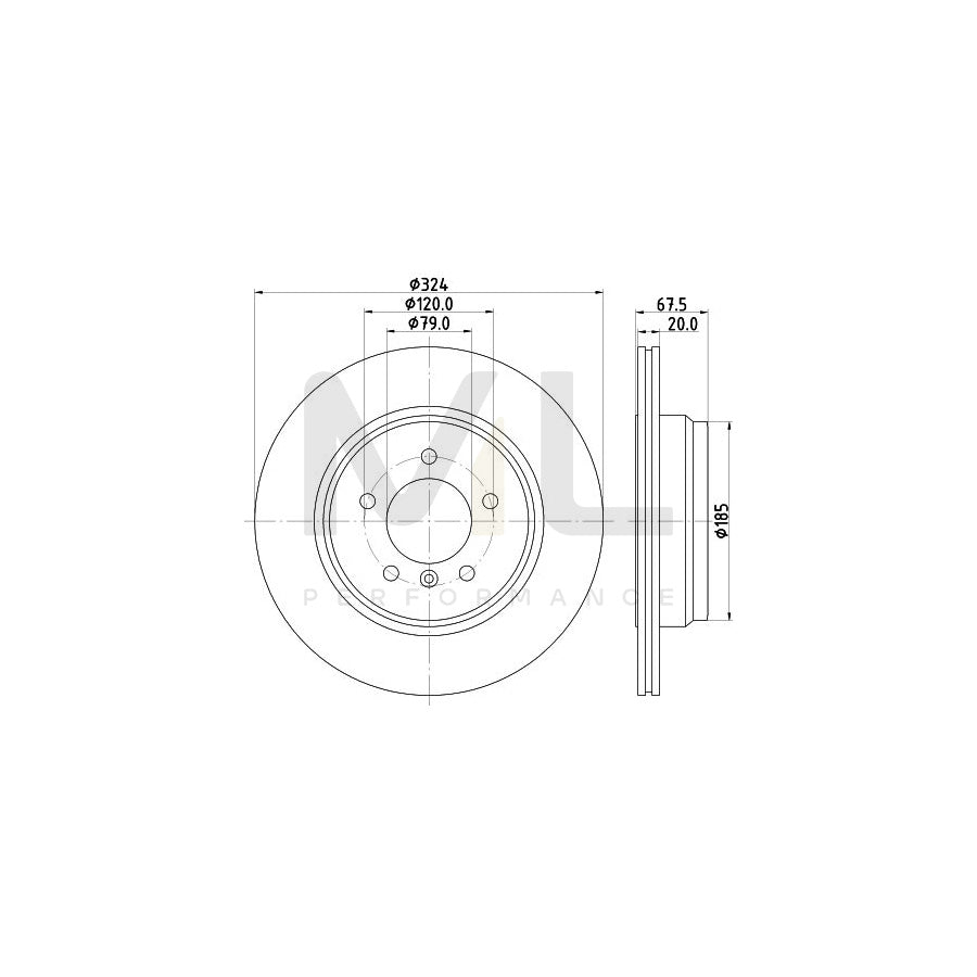 HELLA PRO 8DD 355 110-021 Brake Disc for BMW 7 (E65, E66, E67) Externally Vented, Coated, without wheel hub, without wheel studs | ML Performance Car Parts