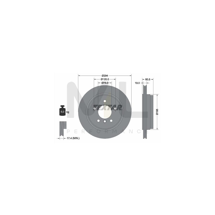 TEXTAR PRO 92141703 Brake Disc for BMW 3 Series Externally Vented, Coated, without wheel hub, without wheel studs  - 1 piece