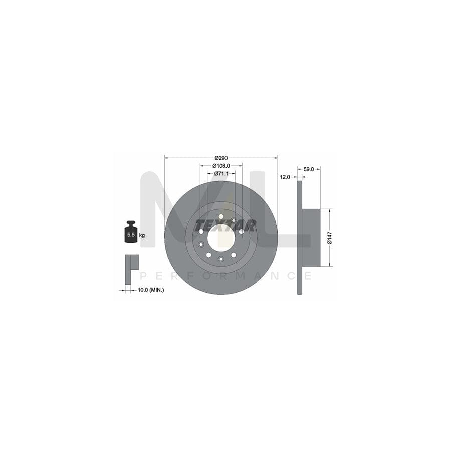 TEXTAR 92313603 Brake Disc for PEUGEOT 508 Solid, Coated, without wheel hub, without wheel studs  - 1 piece