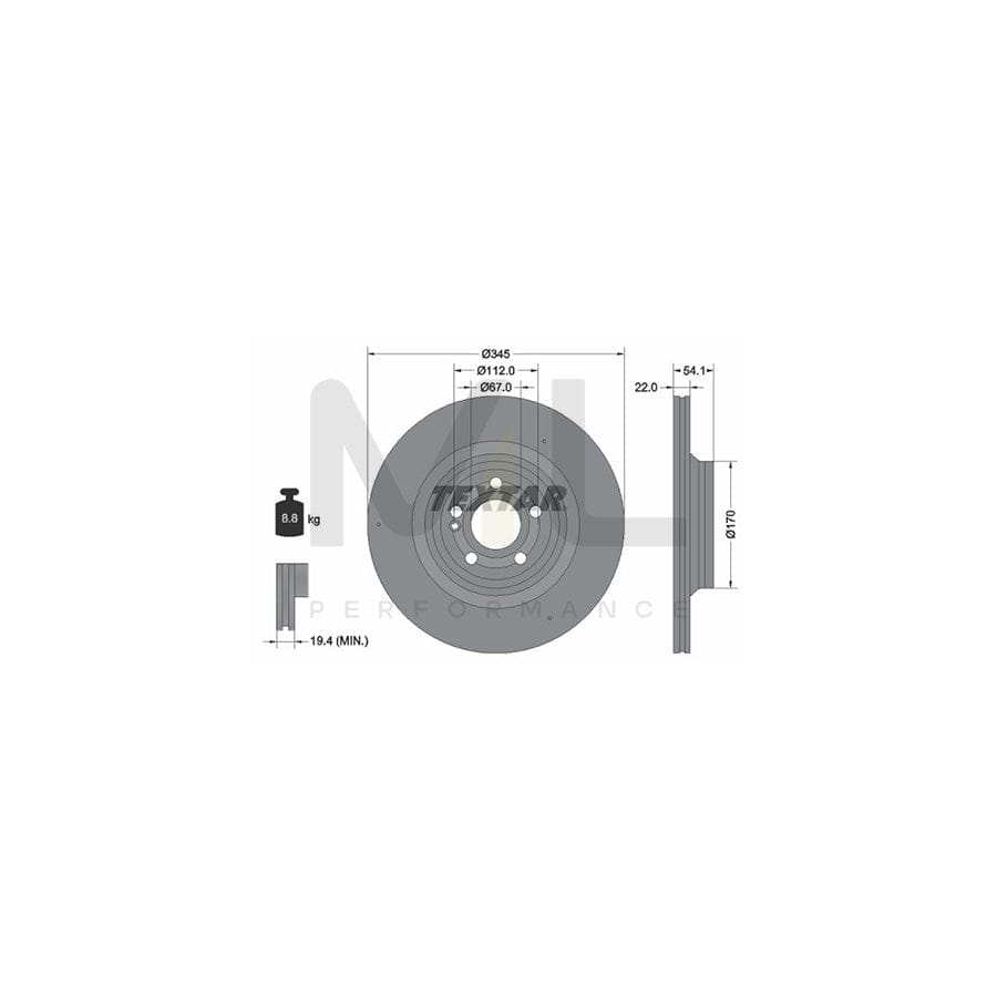 TEXTAR 92307005 Brake Disc Internally Vented, Coated, High-carbon, without wheel hub, without wheel studs  - 1 piece