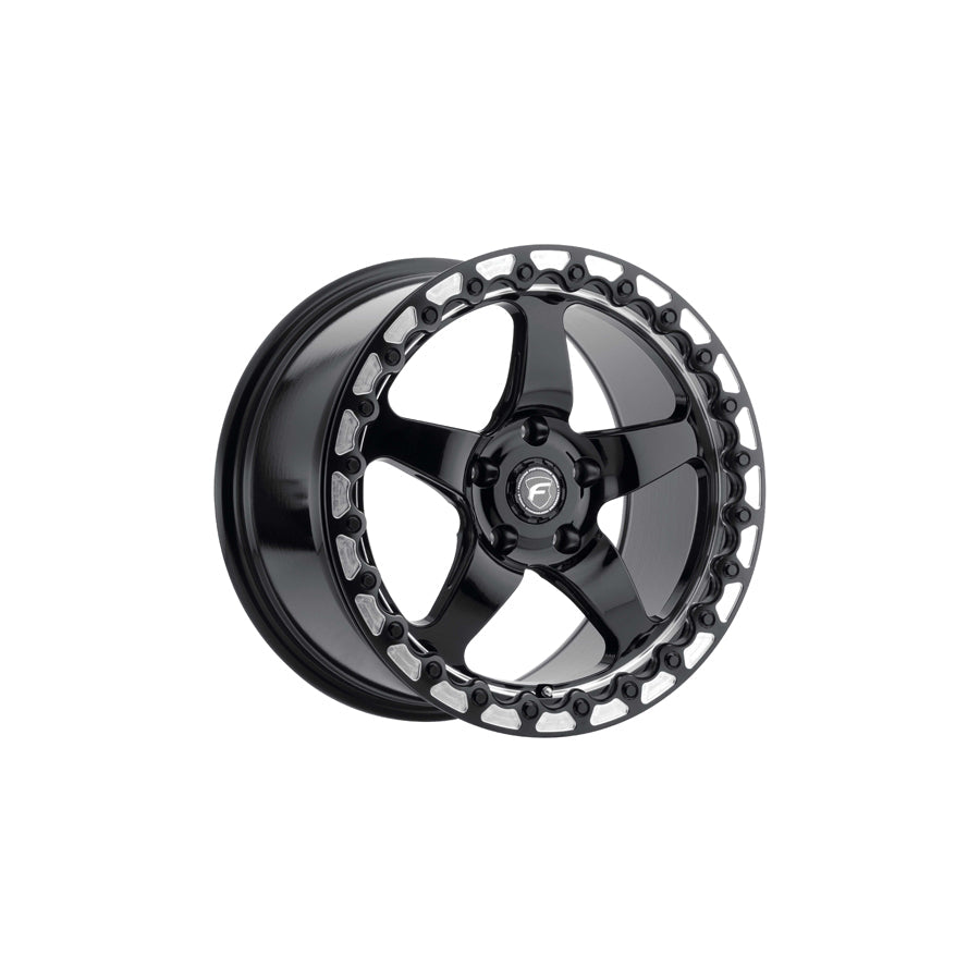 Forgestar F001B0067P25 15x10 D5 Beadlock Standard 5x114.3 ET25 BS6.5 Gloss Black Machined Drag Racing Wheel