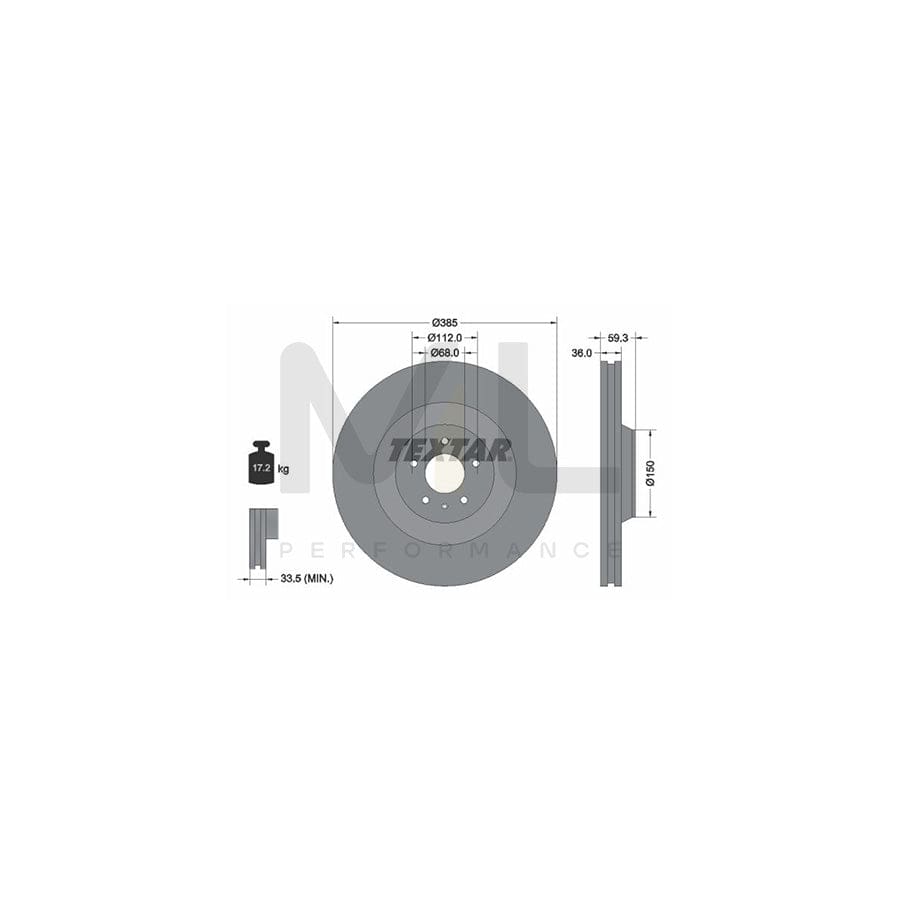 TEXTAR PRO 92184203 Brake Disc for AUDI A8 D3 (4E2, 4E8) Internally Vented, Coated, without wheel hub, without wheel studs  - 1 piece