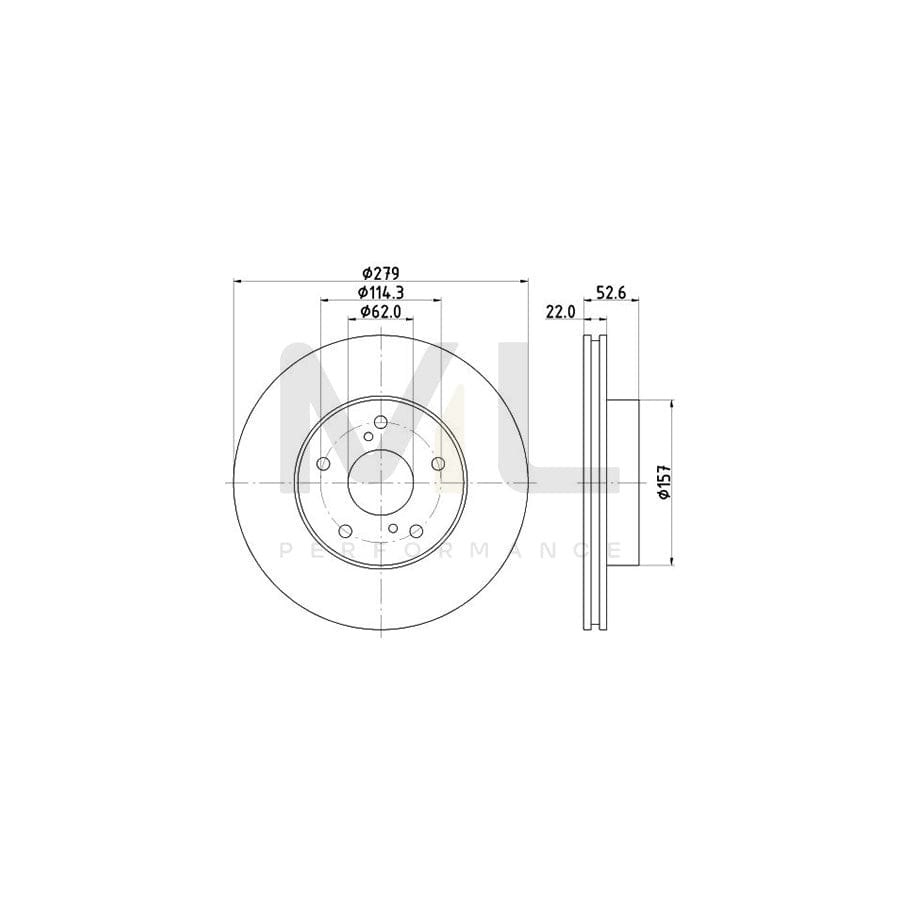 HELLA 8DD 355 105-251 Brake Disc Internally Vented, without wheel hub, without wheel studs | ML Performance Car Parts