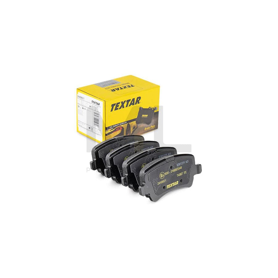 TEXTAR 2449601 Brake pad set not prepared for wear indicator, with brake caliper screws, with accessories