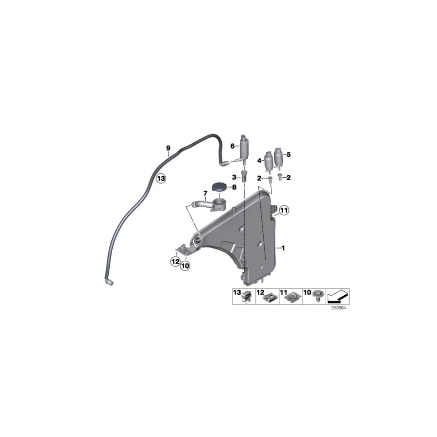 Genuine BMW 61667241674 F31 F21 Washer Fluid Reservoir (Inc. M135i, 320iX & 118i)