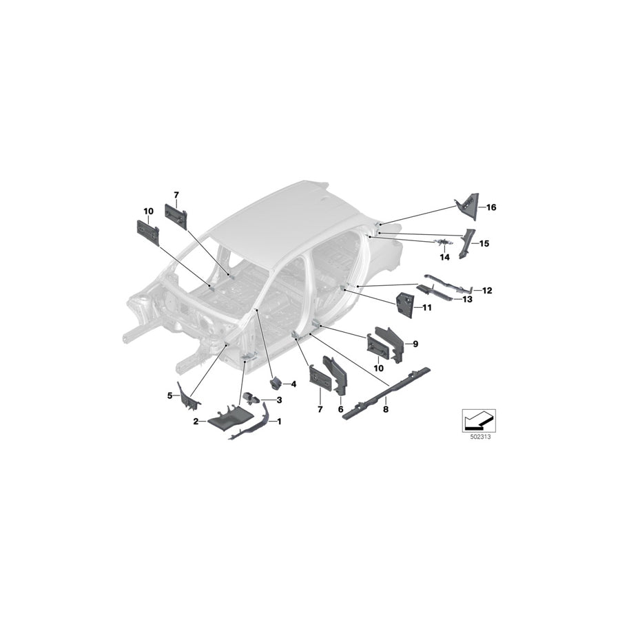 Genuine BMW 41117287135 F48 F46 Molded Section, Side Member, Left (Inc. 120dX, X2 18i & M135iX)