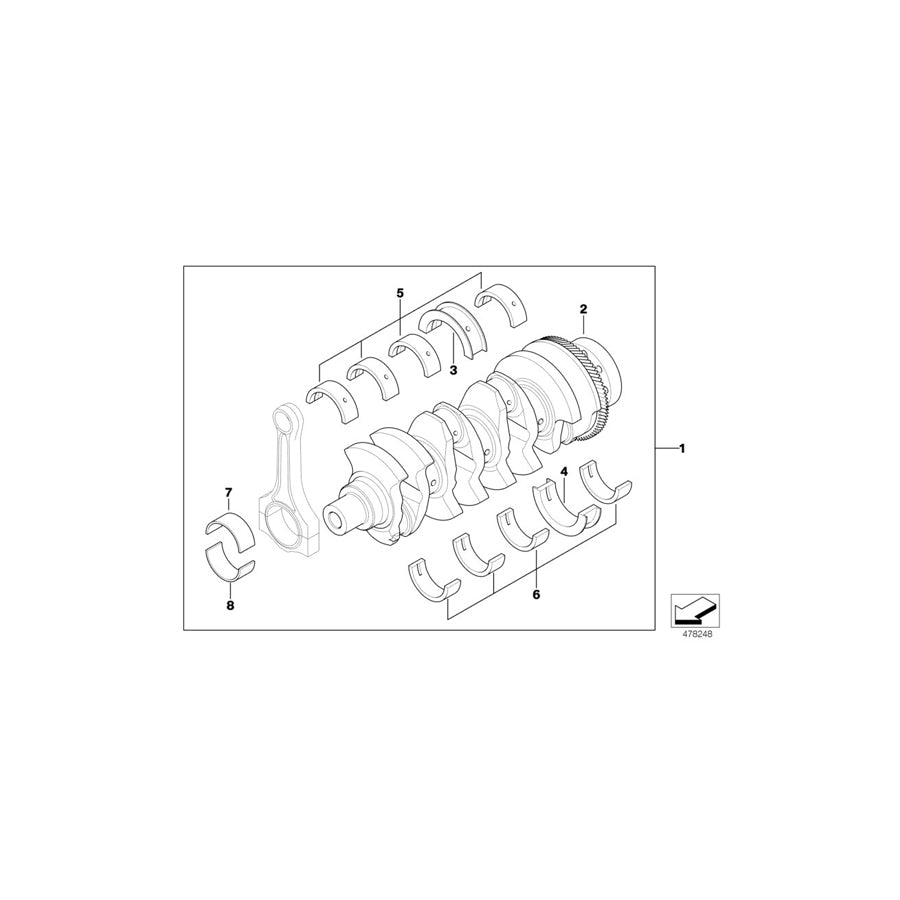 Genuine BMW 11217787734 E60 E46 E83 Bearing Shell White 60,00mm (Inc. X5 3.0d, X3 2.0d & 318td)