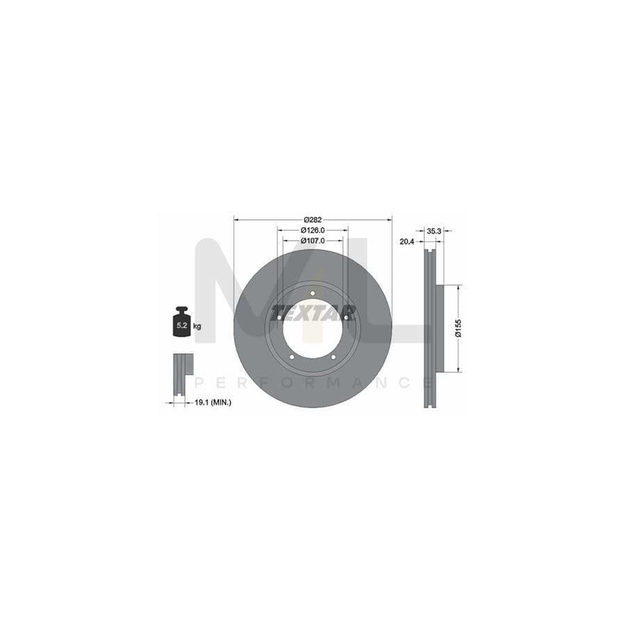 TEXTAR 92006100 Brake Disc Internally Vented, without wheel hub, without wheel studs  - 1 piece