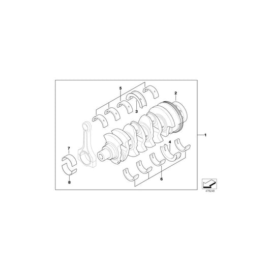 Genuine BMW 11217787729 E65 E90 E91 Bearing Shell Yellow 59,50mm(+0,50) (Inc. 320td, 520d & 330Cd)