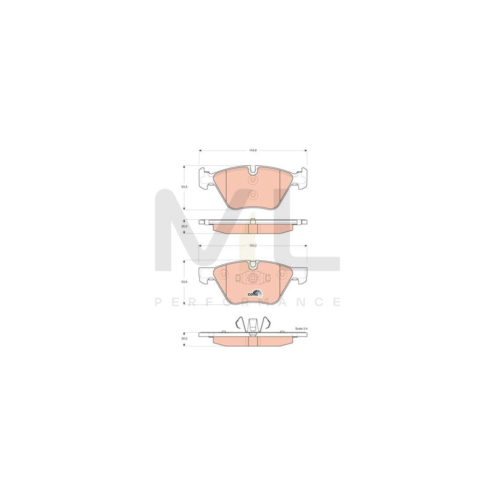 TRW Cotec Gdb1662 Brake Pad Set For Bmw 1 Series Prepared For Wear Indicator
