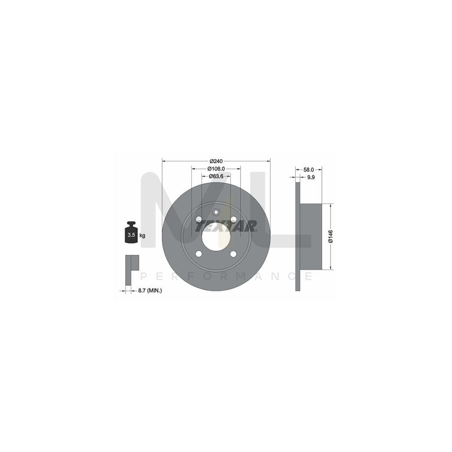 TEXTAR 92023000 Brake Disc Solid, without wheel hub, without wheel studs  - 1 piece