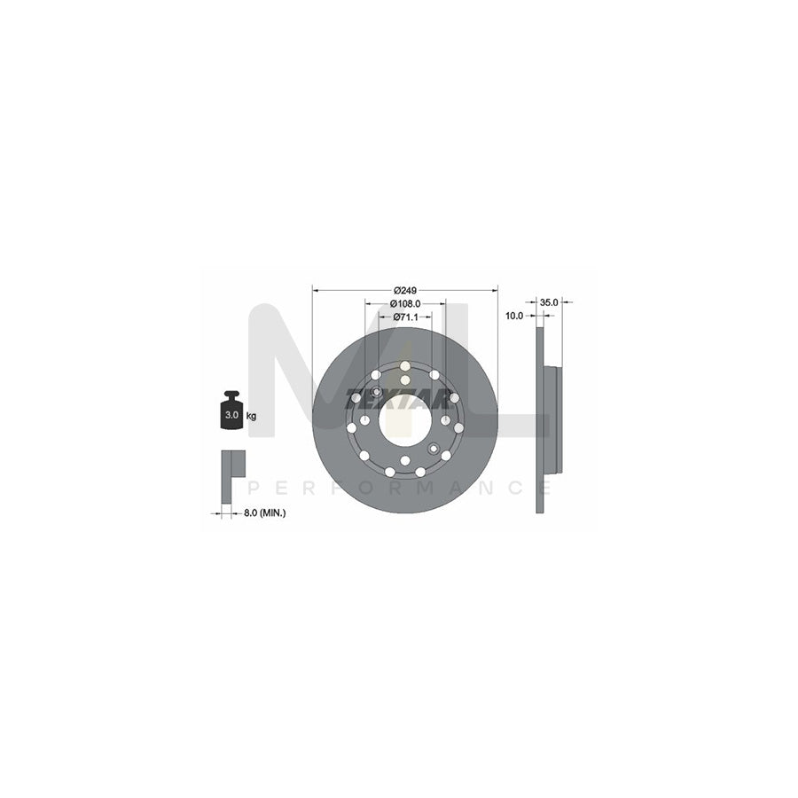 TEXTAR 92325803 Brake Disc Solid, Coated, without wheel hub, without wheel studs  - 1 piece