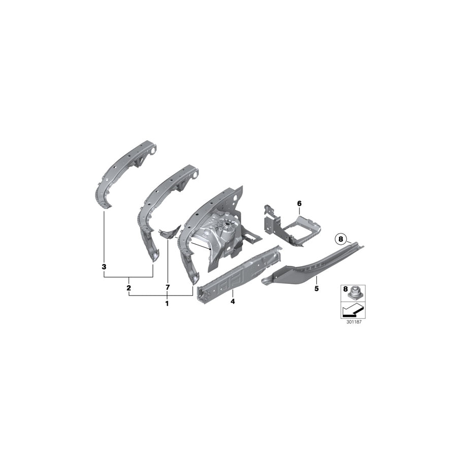 Genuine BMW 41217044670 F10 F12 F07 Molded Brace, Wheelhousing, Front Right (Inc. 750LiX 4.0, 528i & Alpina B7X)