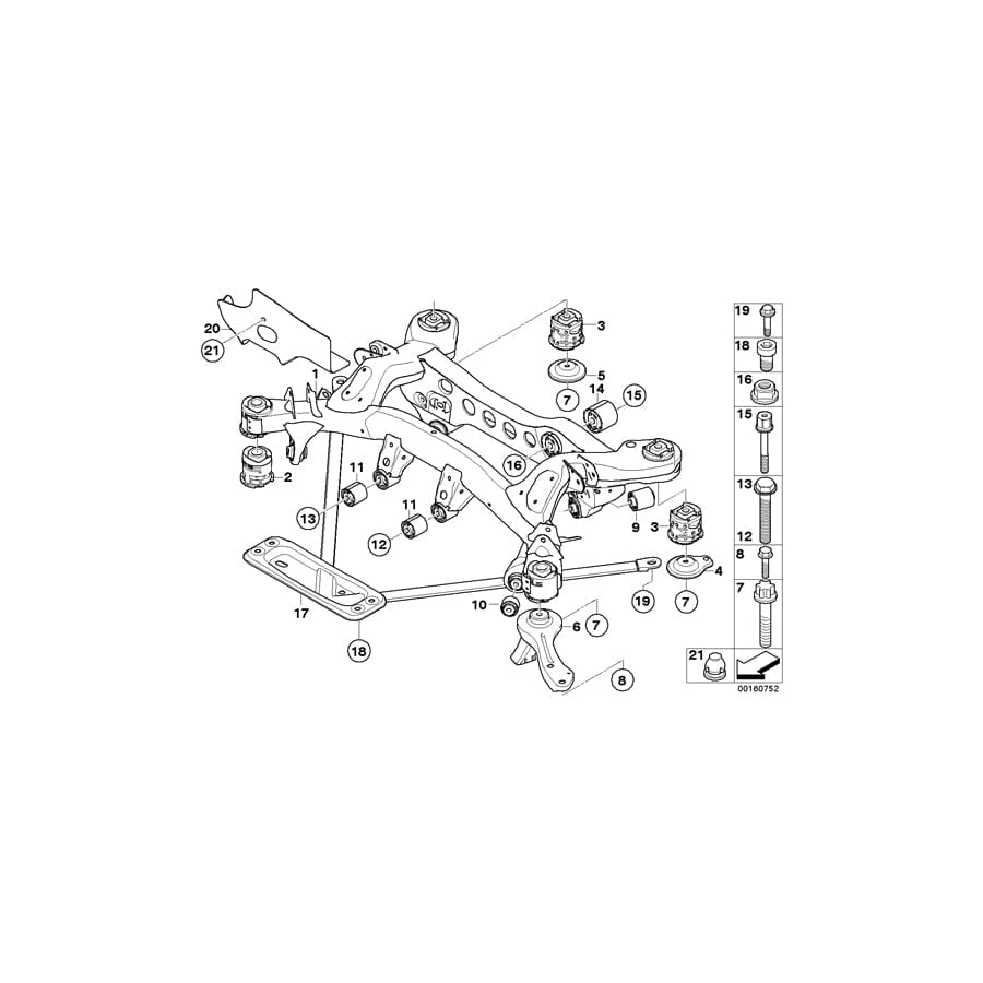 Genuine BMW 33316783714 E87 E92 E91 Rear Axle Carrier (Inc. 325d, 123d & 120d)