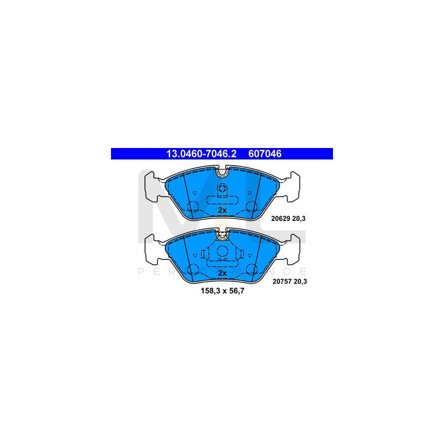 ATE 13.0460-7046.2 Brake pad set excl. wear warning contact, prepared for wear indicator