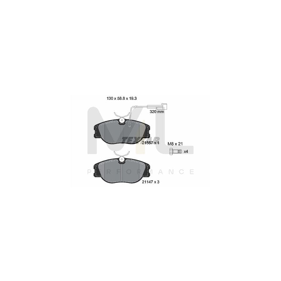 TEXTAR 2155704 Brake pad set for ALFA ROMEO 155 (167) with integrated wear warning contact, with brake caliper screws