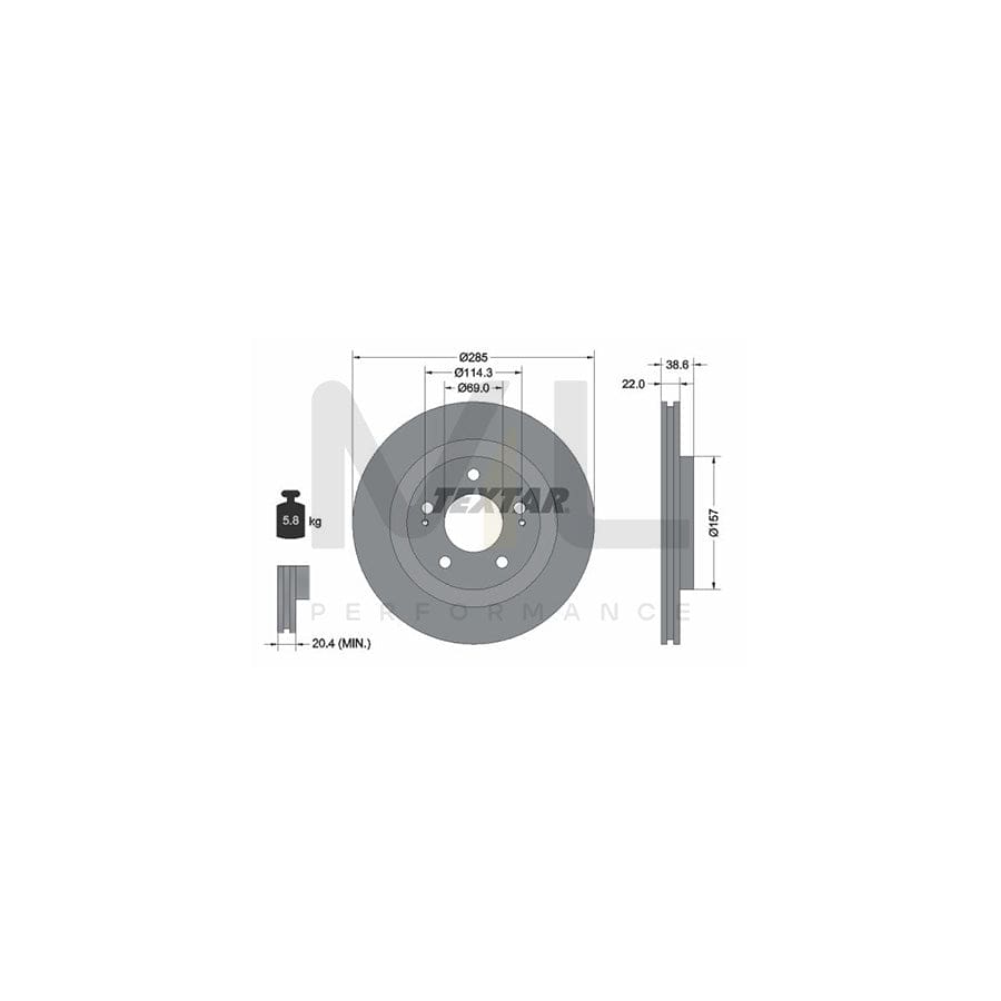 TEXTAR 92148500 Brake Disc Internally Vented, without wheel hub, without wheel studs  - 1 piece