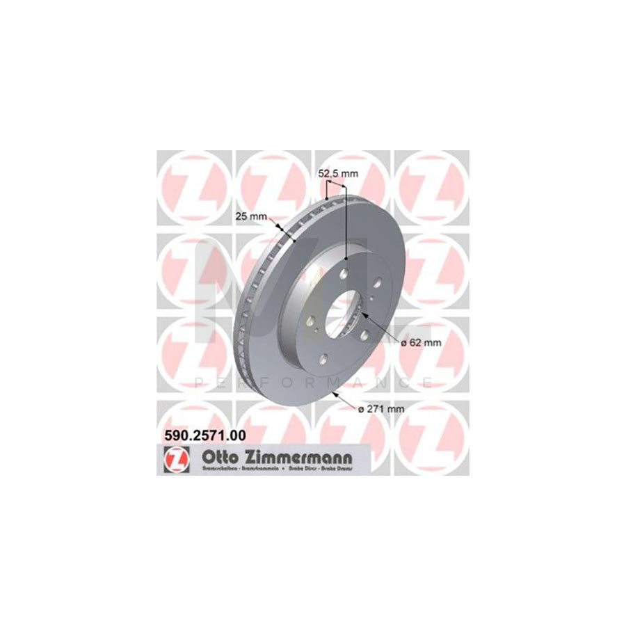 ZIMMERMANN 590.2571.00 Brake Disc for TOYOTA Previa / Estima I (XR10, XR20) Internally Vented  - 1 piece