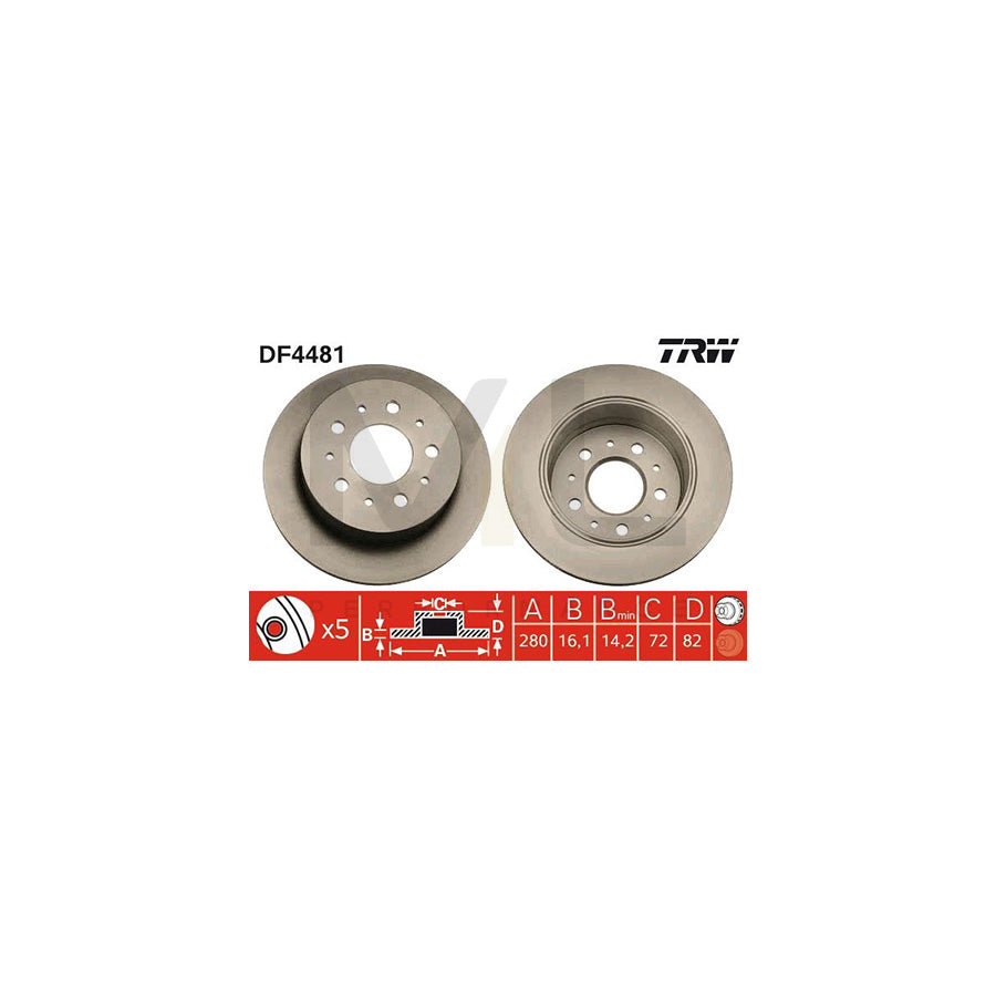 TRW DF4481 Brake Disc Solid, Painted  - 1 piece