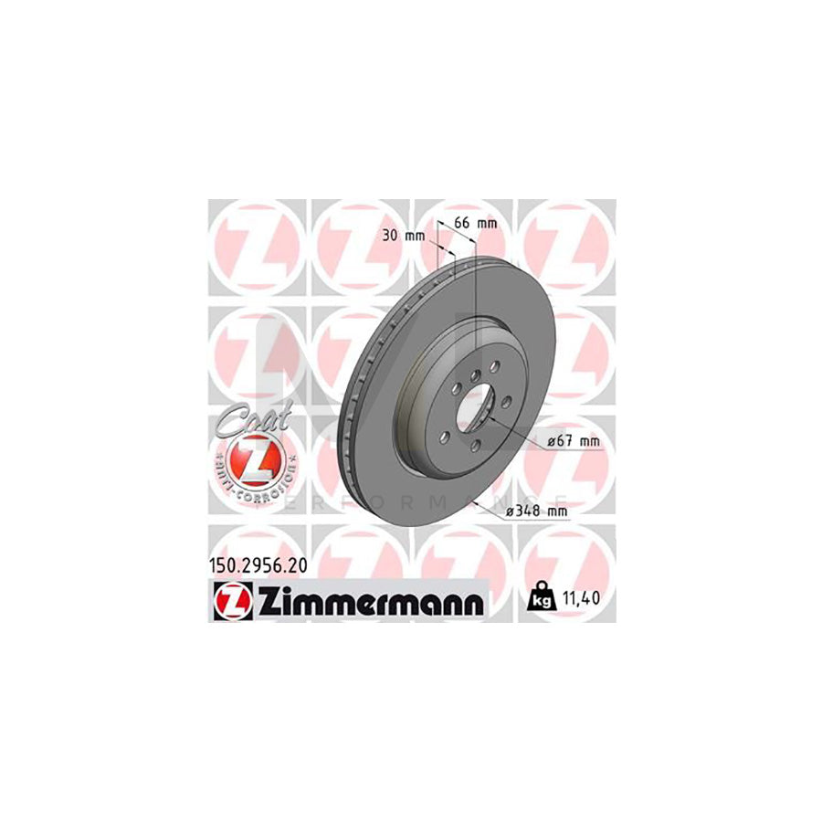 ZIMMERMANN COAT Z 150.2956.20 Brake Disc Internally Vented, Coated, High-carbon  - 1 piece