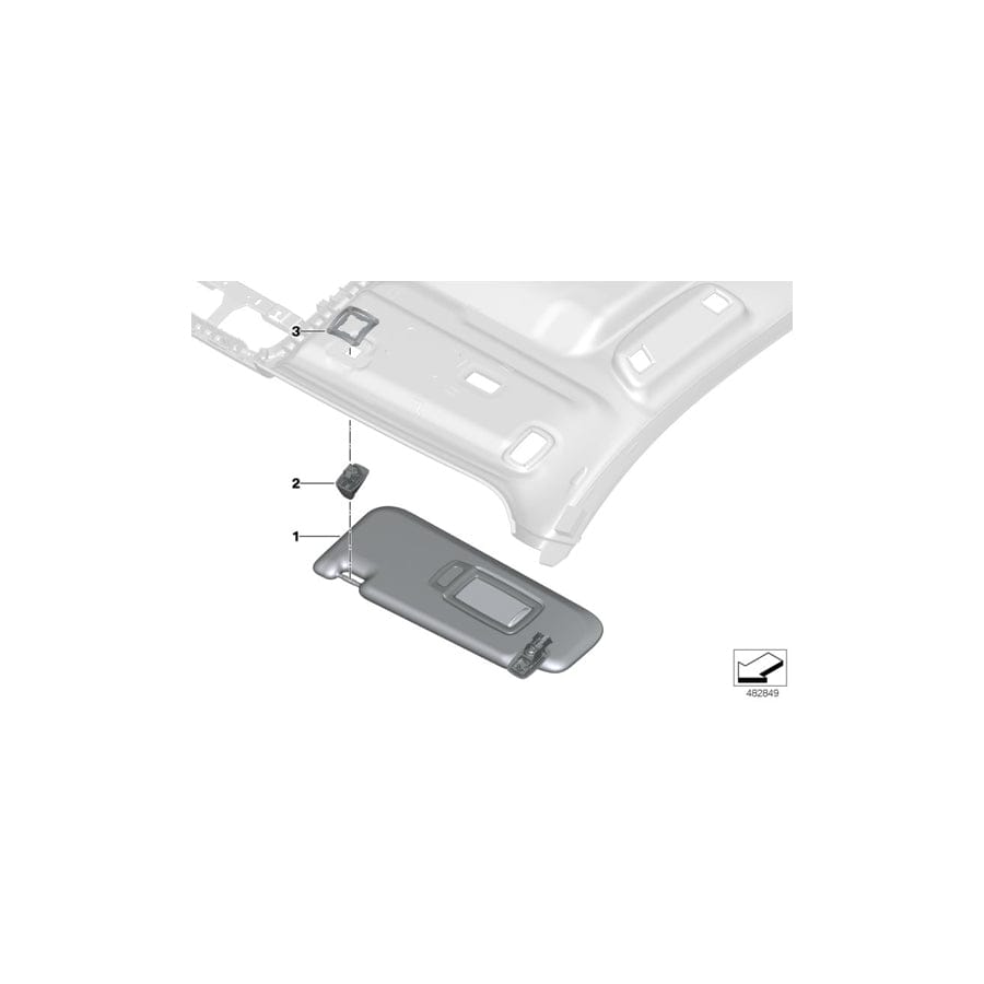 Genuine BMW 51167471150 G01 G02 Sun Visor With Label, Right ELFENBEINWEISS (Inc. X4)