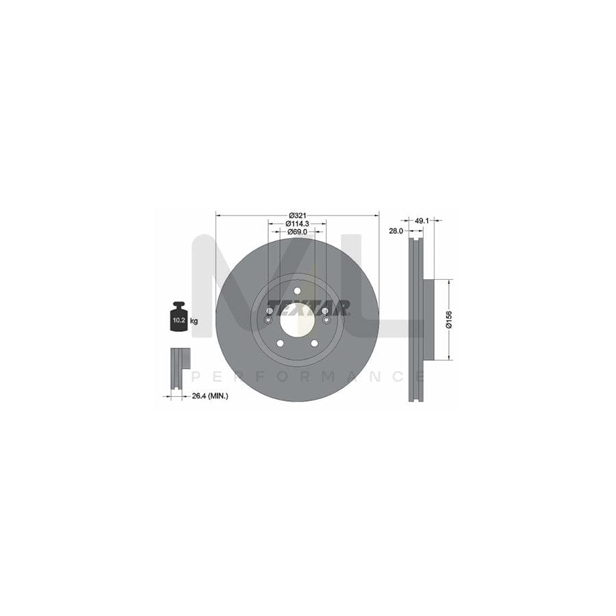 TEXTAR 92166000 Brake Disc Internally Vented, without wheel hub, without wheel studs  - 1 piece