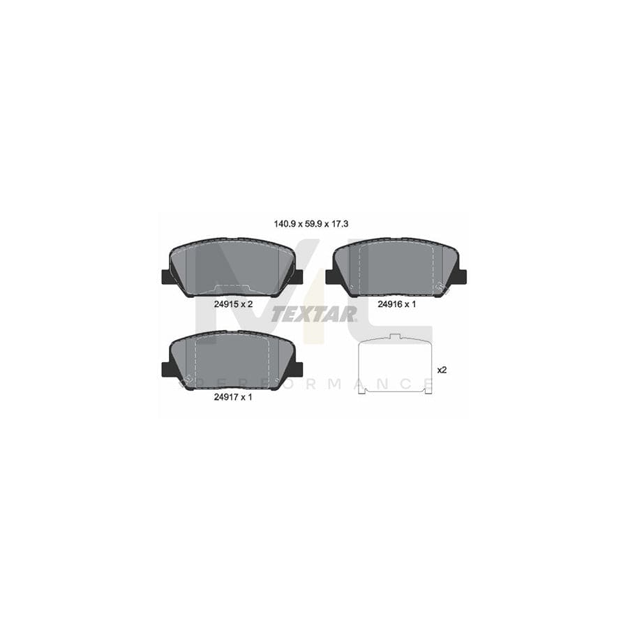 TEXTAR 2491501 Brake pad set with acoustic wear warning