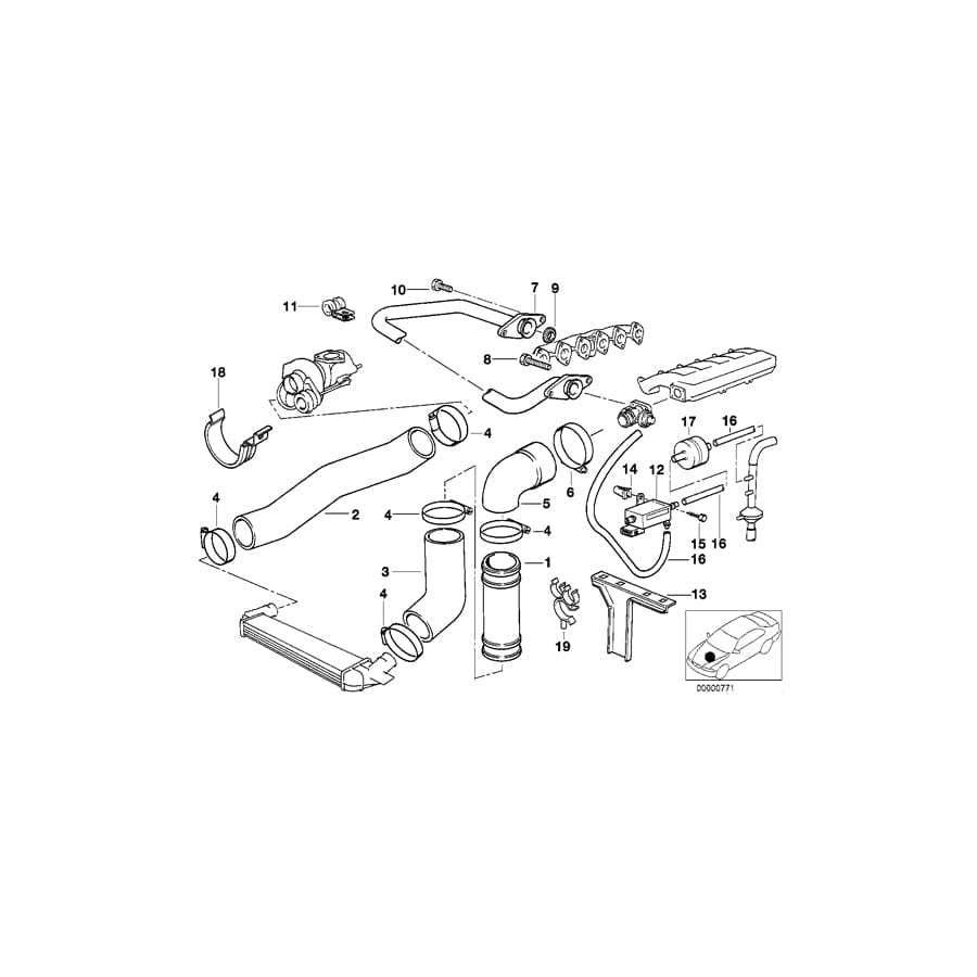 Genuine BMW 11612244923 E36 Charge Air Tube Bracket (Inc. 325tds)