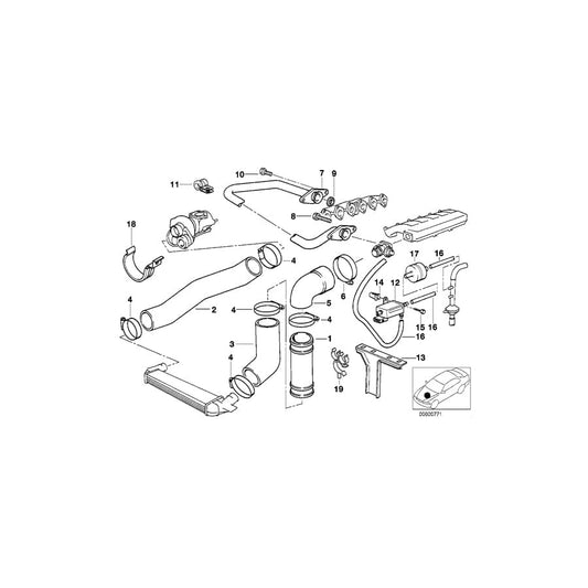 Genuine BMW 11612244923 E36 Charge Air Tube Bracket (Inc. 325tds)