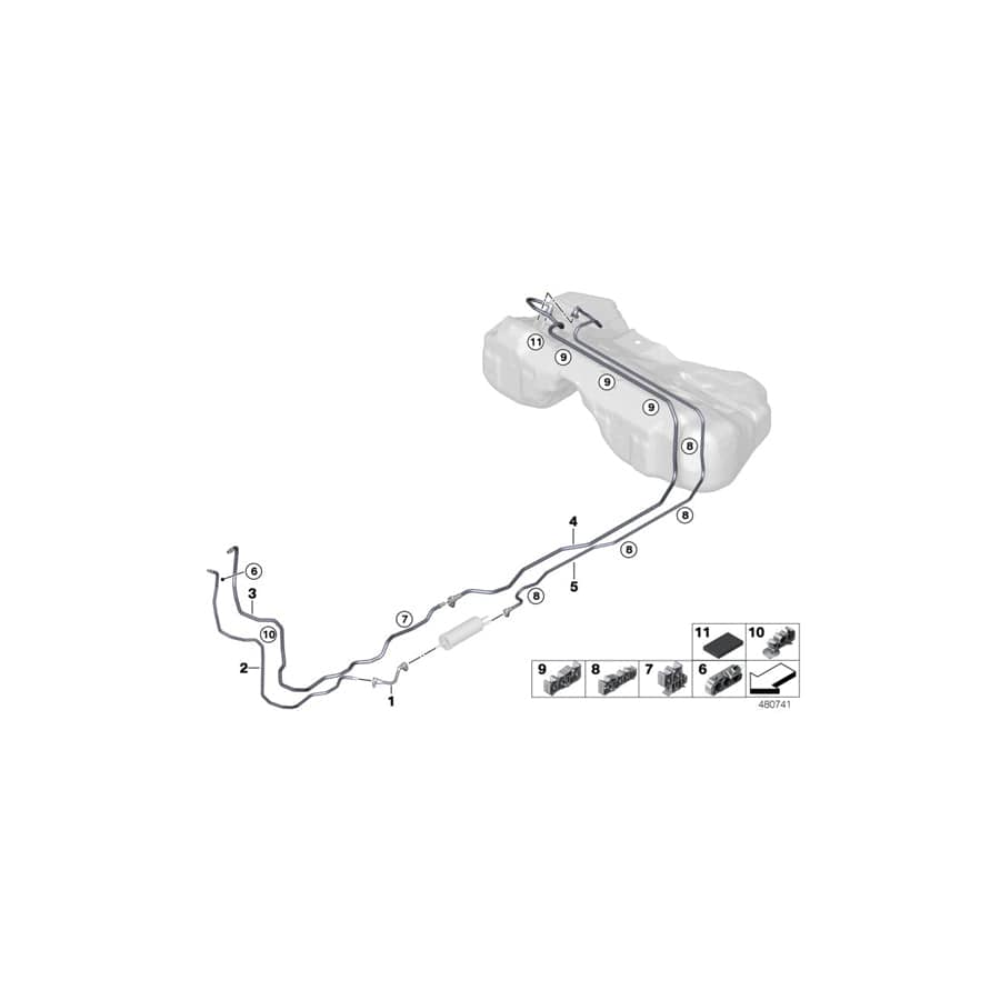 Genuine BMW 16127356580 G12 G31 G11 Fuel Feed Line, Filter (Inc. 640dX, 740dX & 530dX)