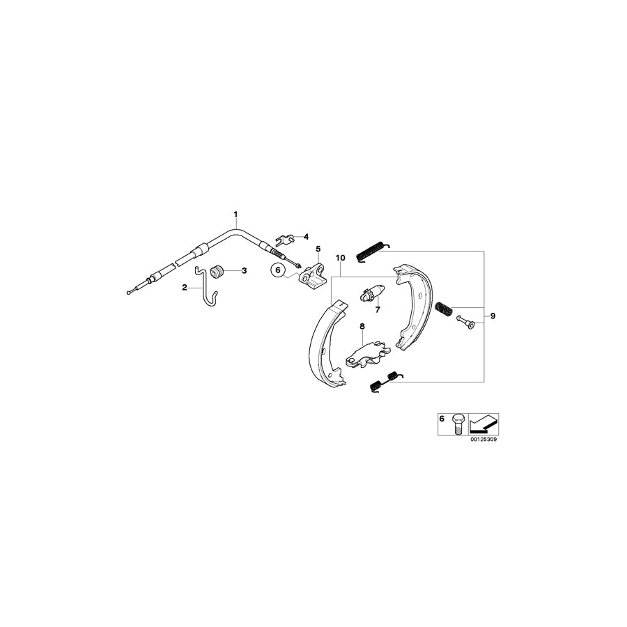 Genuine BMW 34406770603 E61 E60 Left Hand Brake Bowden Cable (Inc. 528xi, 530xd & 545i)