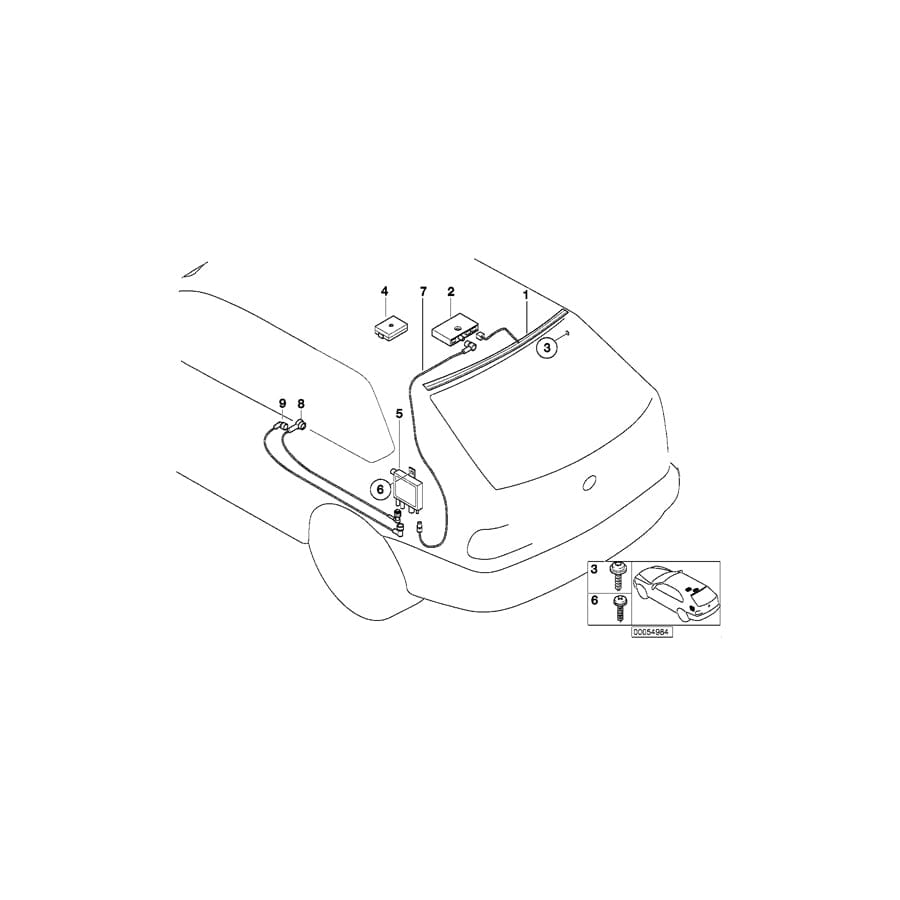 Genuine BMW 61126900956 E46 Antenna Cable Diversity 1980mm (Inc. 330xd, 328i & 320d)