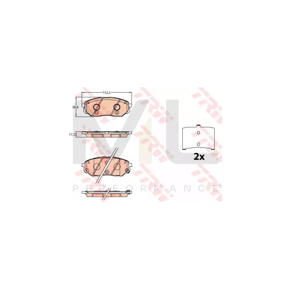 TRW Gdb3638 Brake Pad Set For Kia Sorento Iii (Um) With Acoustic Wear Warning, With Accessories
