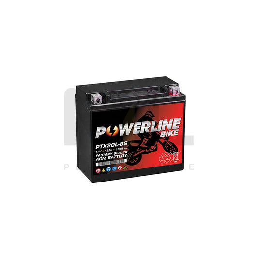 Powerline PTX20L-BS AGM Motorcycle Battery 12V 18Ah